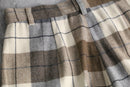 brock check wide tapered wool trousers