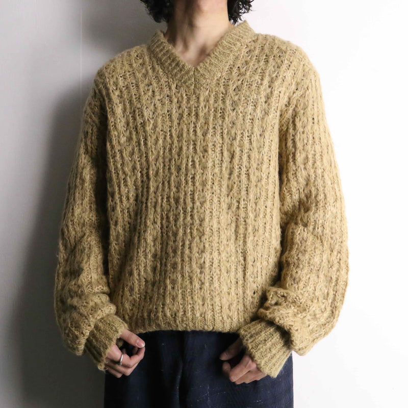 メンズwool knit v neck vintage