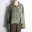 khaki linen wide shirt jacket