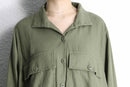 khaki linen wide shirt jacket