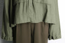 khaki linen wide shirt jacket