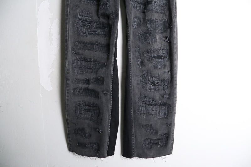 "Re:make" SASHIKO wide straight black denim