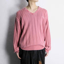 "schott" pale pink color V-neck knit