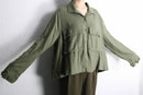 khaki linen wide shirt jacket