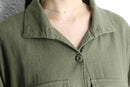 khaki linen wide shirt jacket