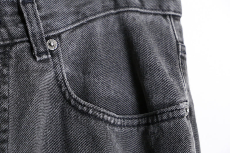 "Re:make" SASHIKO wide straight black denim