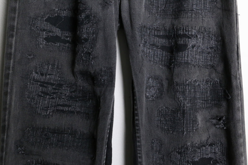 "Re:make" SASHIKO wide straight black denim