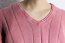 "schott" pale pink color V-neck knit