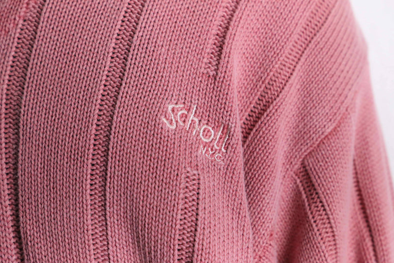 "schott" pale pink color V-neck knit