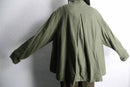 khaki linen wide shirt jacket