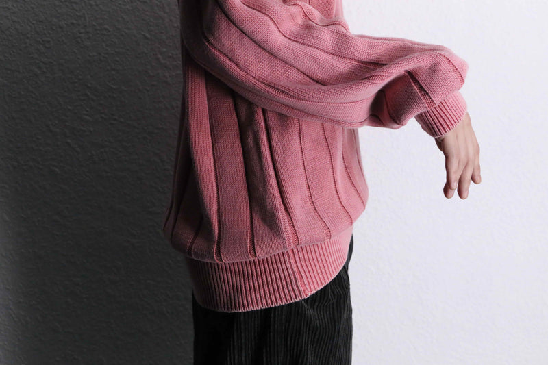 "schott" pale pink color V-neck knit