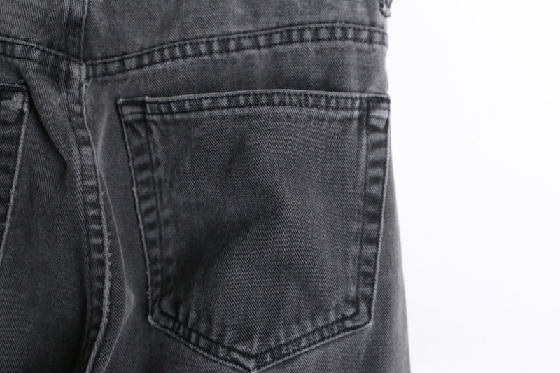 "Re:make" SASHIKO wide straight black denim