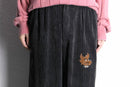 emb design wide straight corduroy pants.