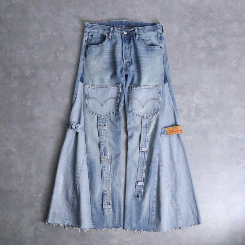 "Re:make" wide super buggy flare  denim pants