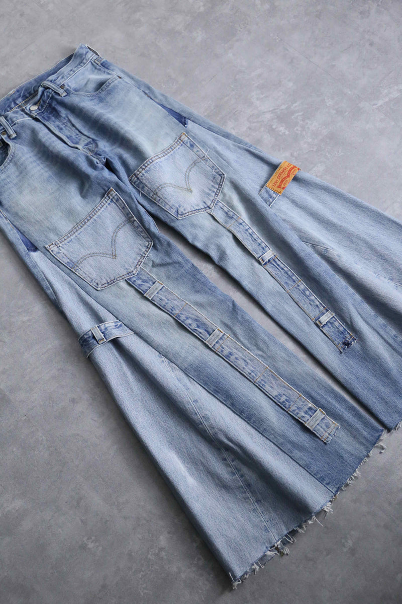 "Re:make" wide super buggy flare  denim pants