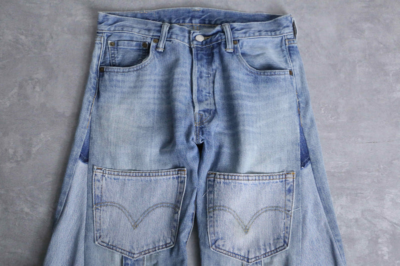 "Re:make" wide super buggy flare  denim pants