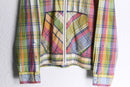 colorful check pattern zip hoodie