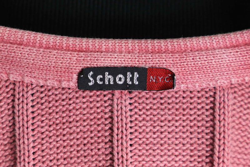 "schott" pale pink color V-neck knit