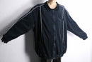”KING SIZE” white line over zip up velours shirts