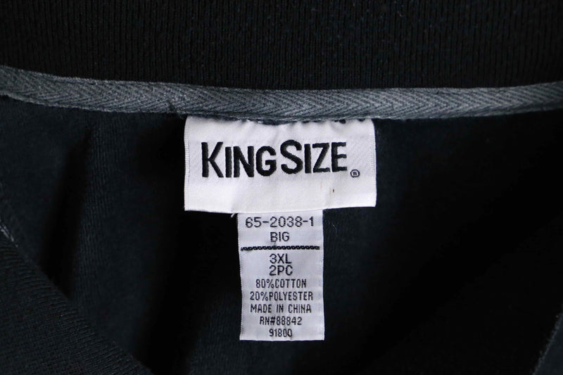 ”KING SIZE” white line over zip up velours shirts
