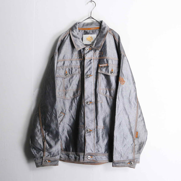 "SOUTH POLE" silver metallic coloring denim jacket