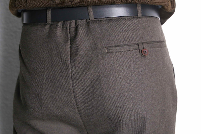 dark brown color twill no tuck slacks