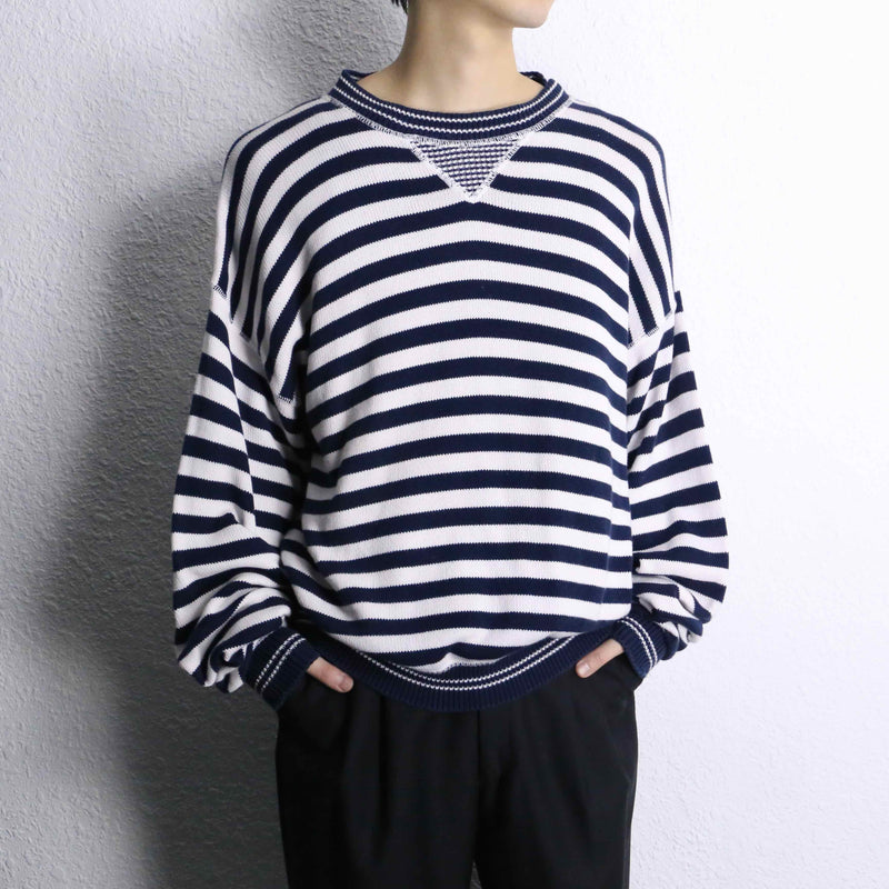 marine border cotton wide knit