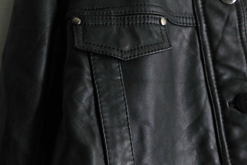 design black lamb skin middle leather coat