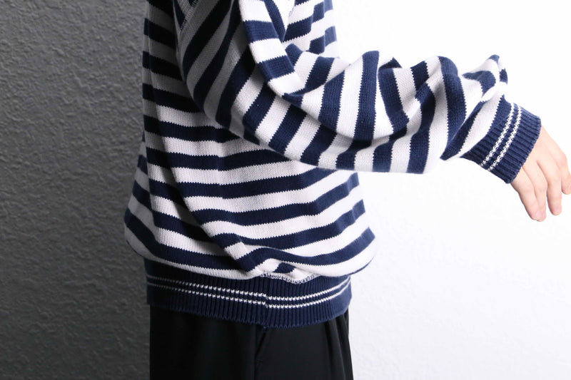 marine border cotton wide knit
