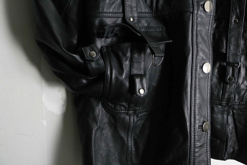 design black lamb skin middle leather coat