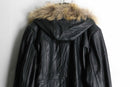 design black lamb skin middle leather coat