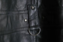 design black lamb skin middle leather coat