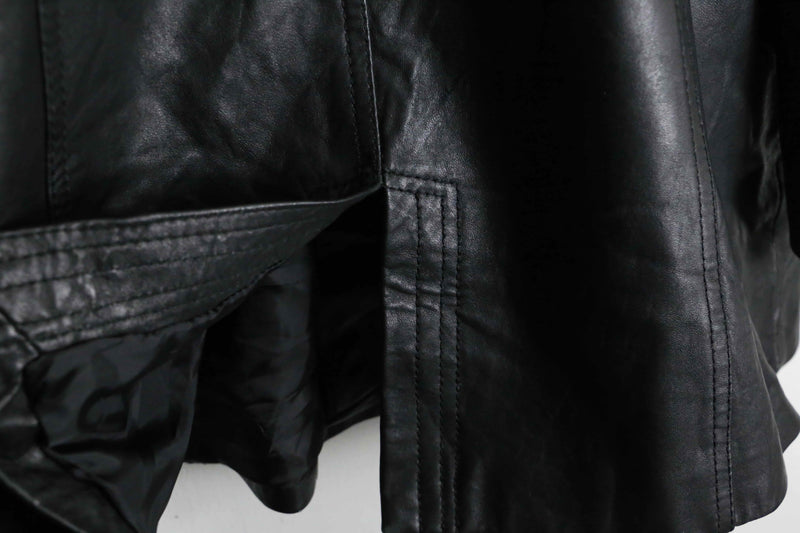 design black lamb skin middle leather coat