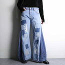 "Re:make" line patchwork design 2tone buggy flare denim