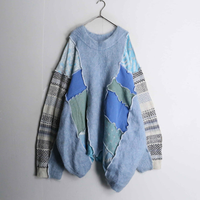 "Re:make" blue tone mohair knit