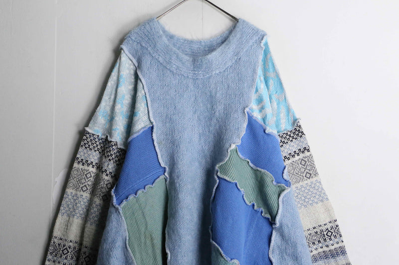 "Re:make" blue tone mohair knit