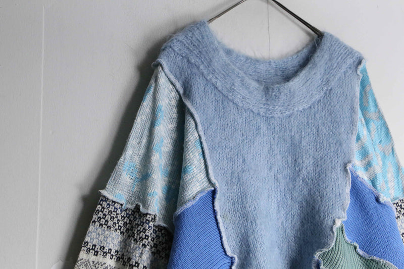 "Re:make" blue tone mohair knit