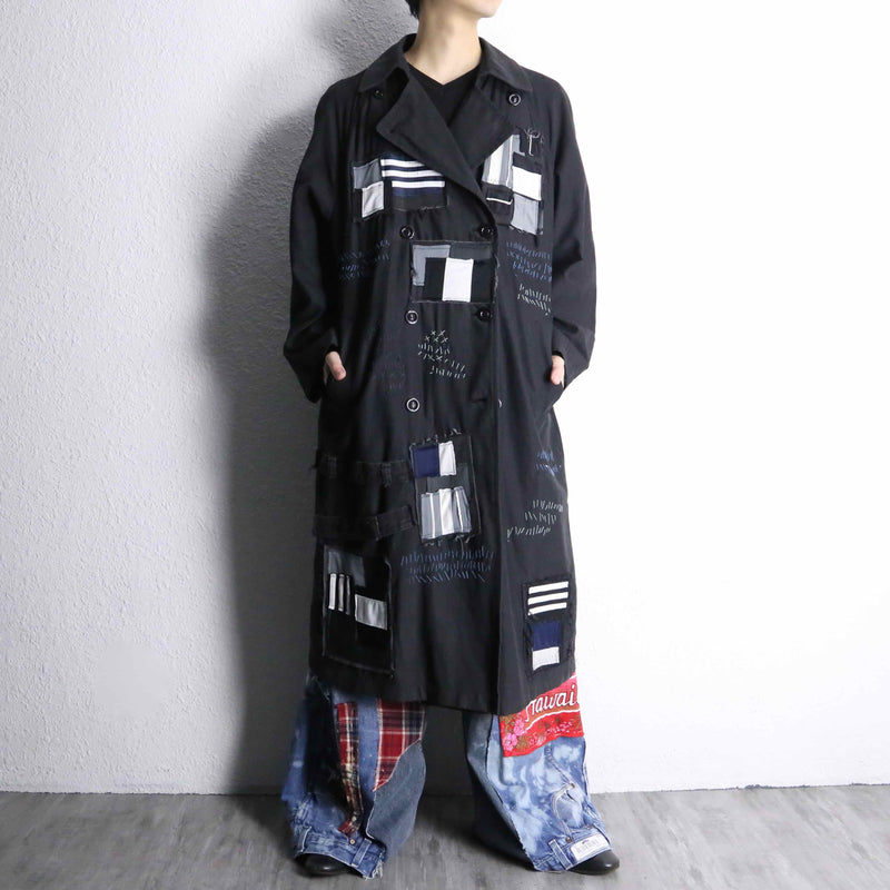 ''Re:make'' patchwork double long coat
