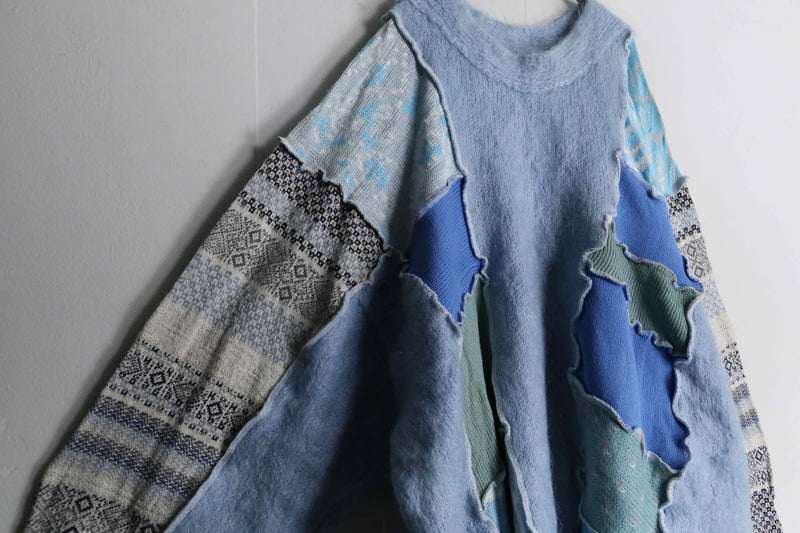 "Re:make" blue tone mohair knit