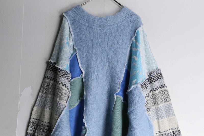 "Re:make" blue tone mohair knit