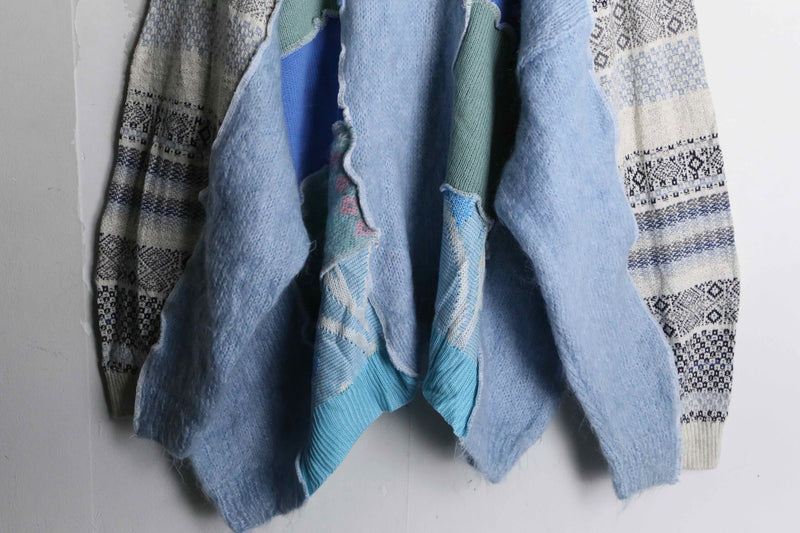 "Re:make" blue tone mohair knit