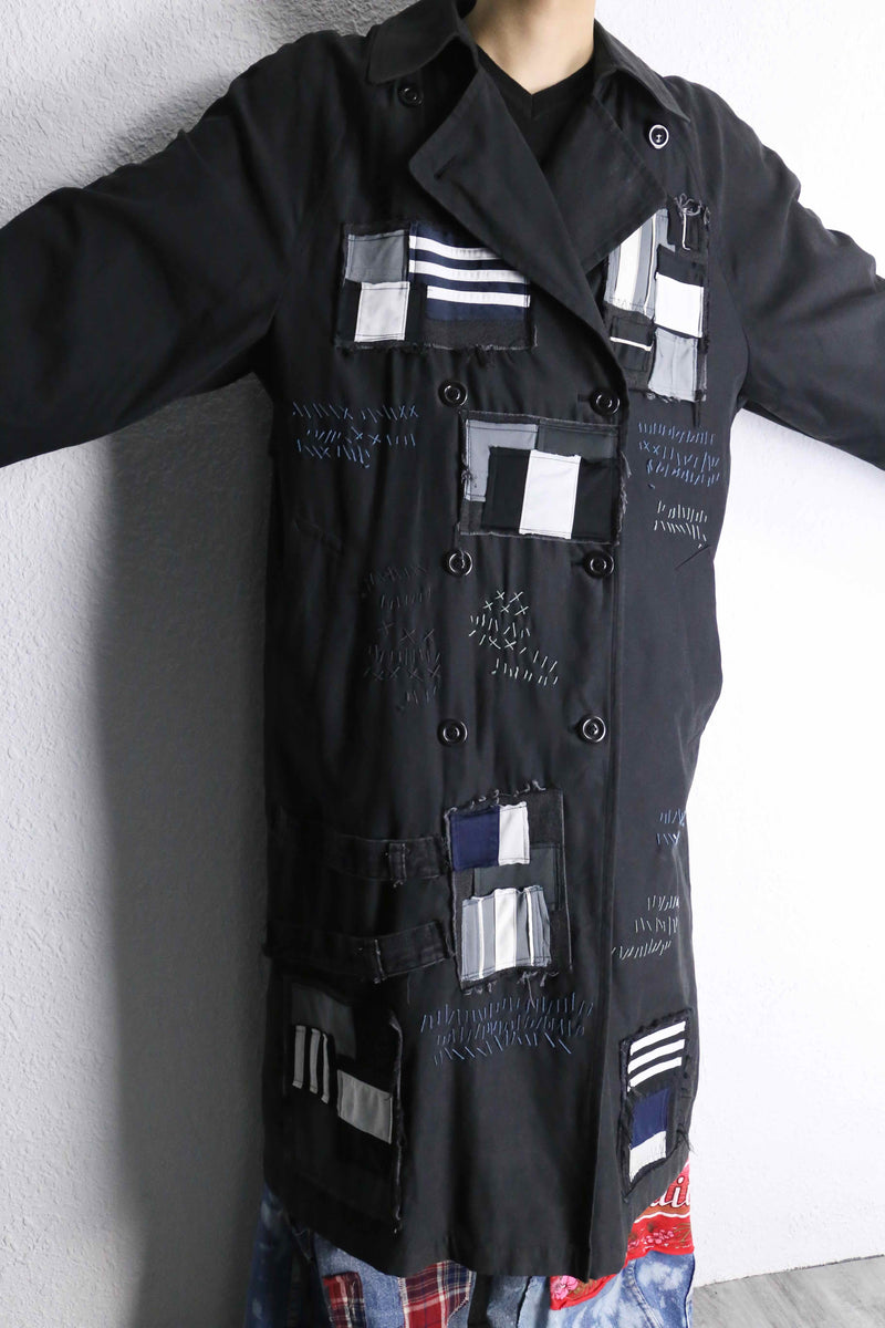 ''Re:make'' patchwork double long coat