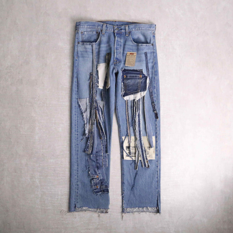 remake "再構築"patchwork design straight denim