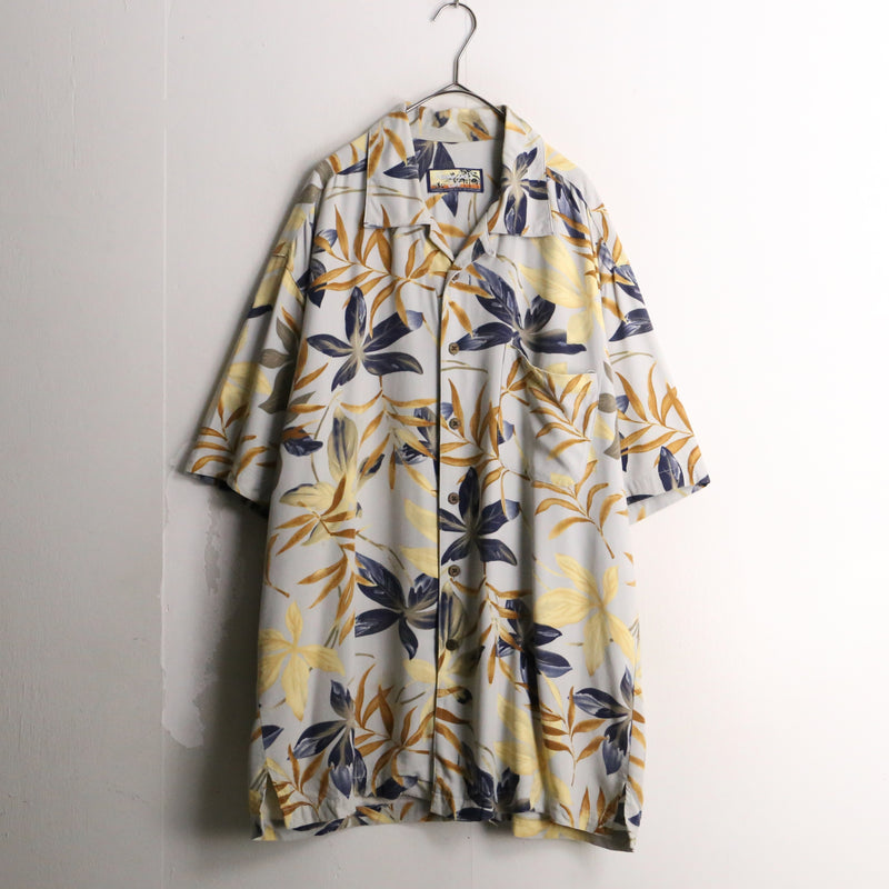 sky gray color short sleeve aloha shirt