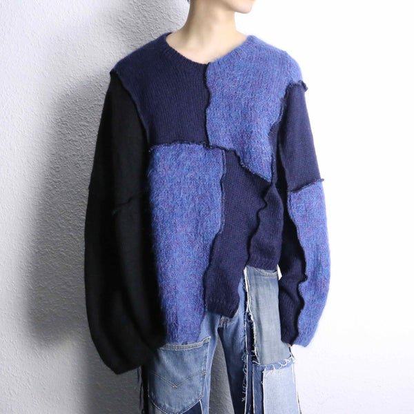 ''Re:make'' patchwork knit pullover
