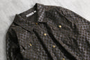 1990s block pattern velours shirt jacket