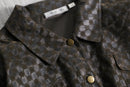 1990s block pattern velours shirt jacket