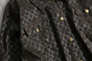 1990s block pattern velours shirt jacket