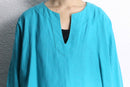"LAUREN RALPH LAUREN" turquoise keyneck blouse