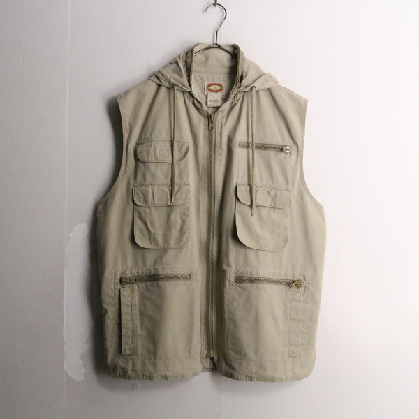 "80s BANANA REPUBLIC" hunting vest hoodie